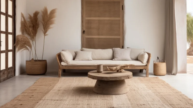 Handmade jute rug for interior decor