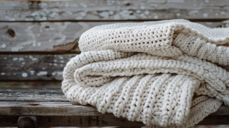 Chunky Knitted Throw Blanket on a cozy sofa