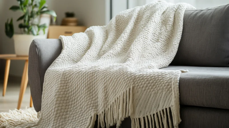 Textured Knitted Throw Blanket for living room decor