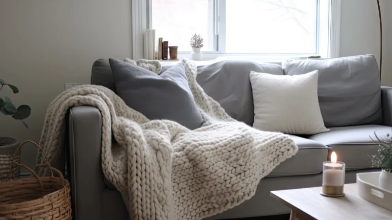 Warm Knitted Throw Blanket for cozy interior