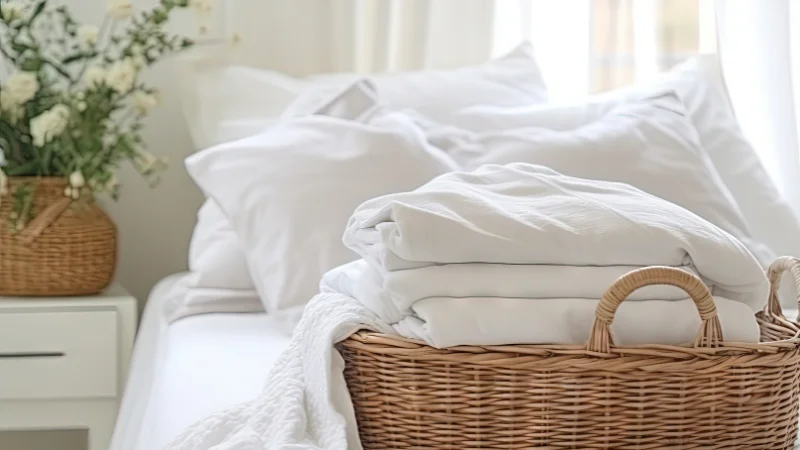 Textured linen bedding for bedroom
