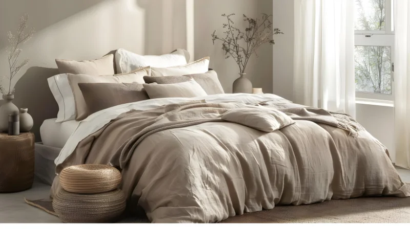 Soft linen bedding for bedroom