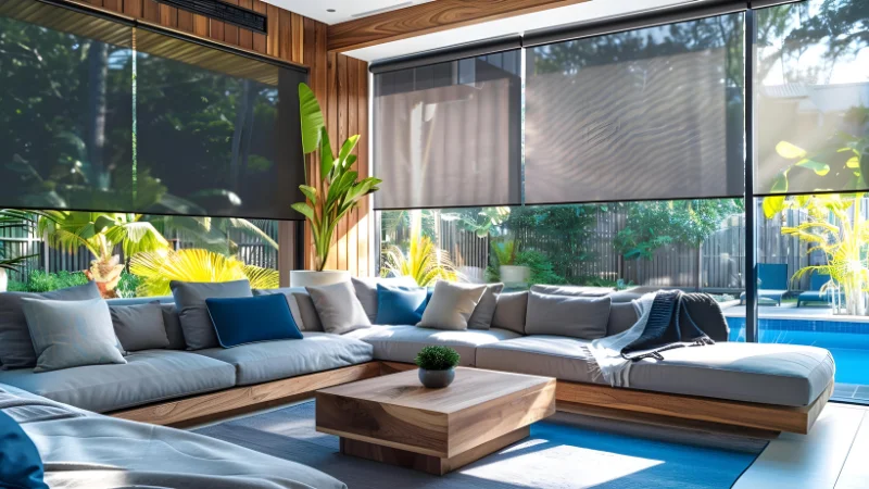 Motorized blinds for living room windows