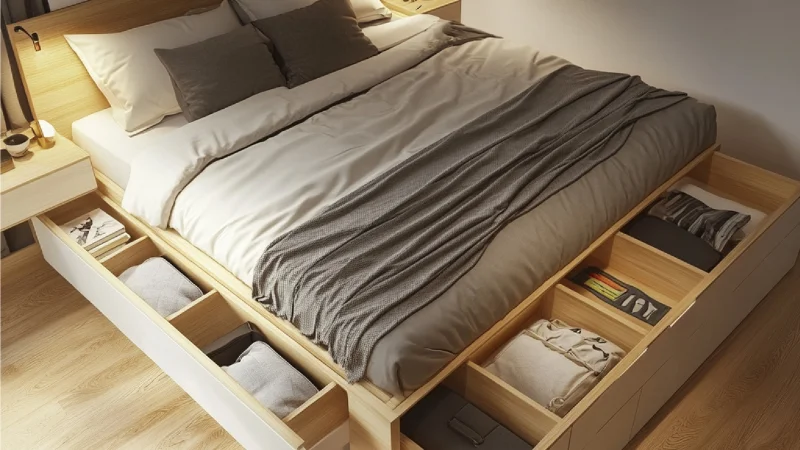 Built-In Under-Bed Storage for modern bedroom