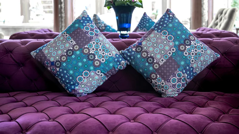 Elegant velvet sofa for living room