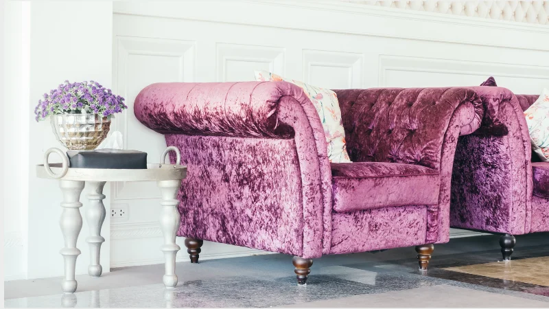 Luxury velvet sofa for home