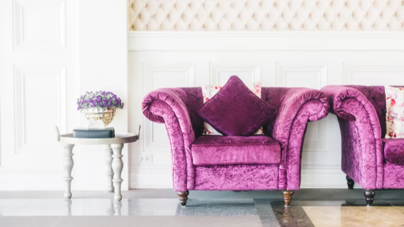 Comfortable velvet sofa for living room