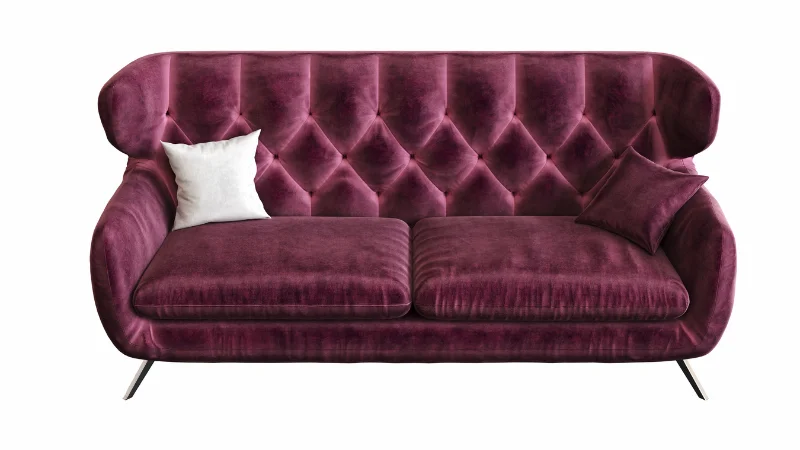 Plush velvet sofa for living room