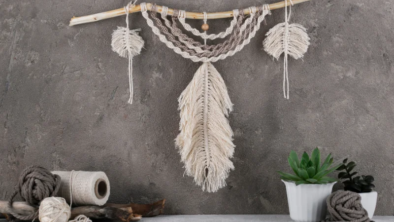 Modern yarn wall hanging for home decor