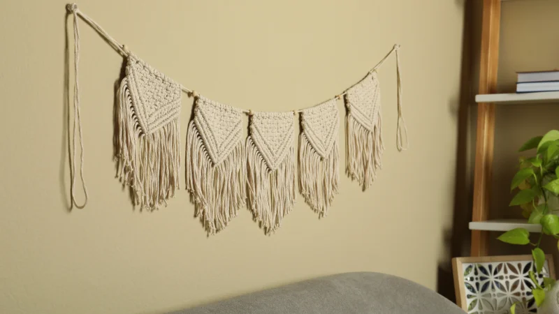 Handmade yarn wall hanging for home