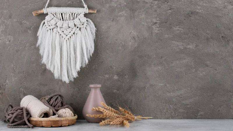 Decorative yarn wall hanging for interior