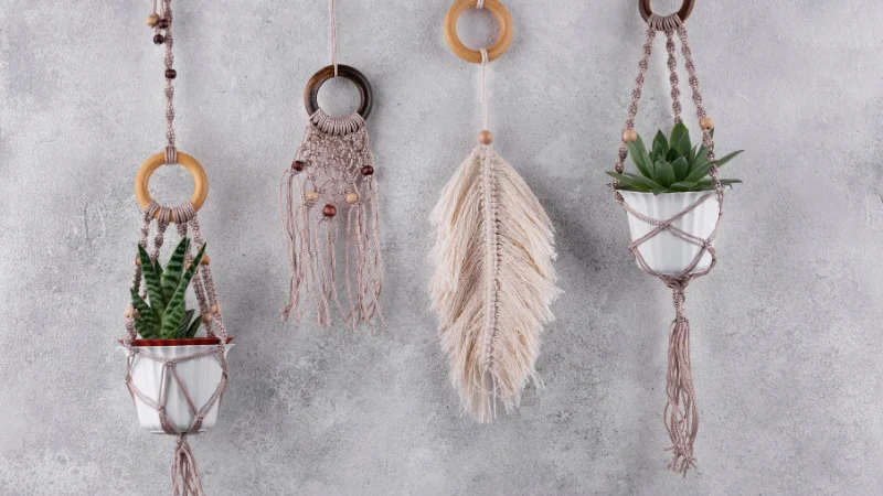 Woven yarn wall hanging for wall decor