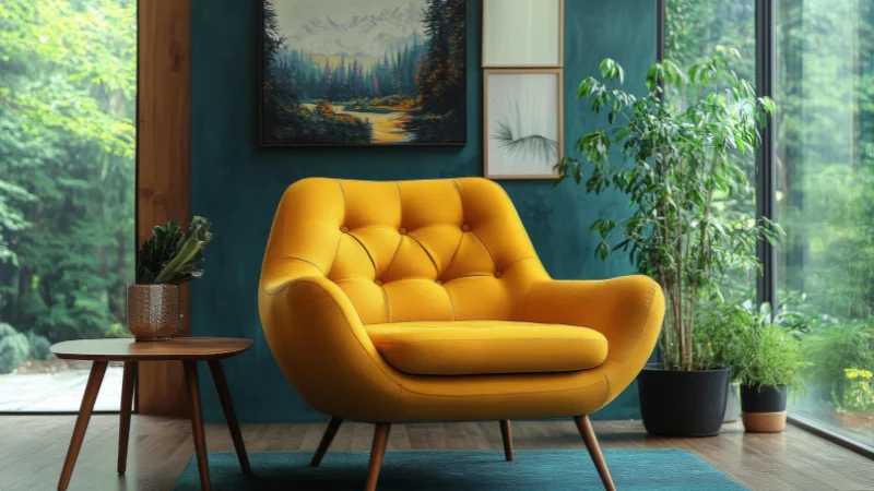 Contemporary Yellow Accent Chair for living space