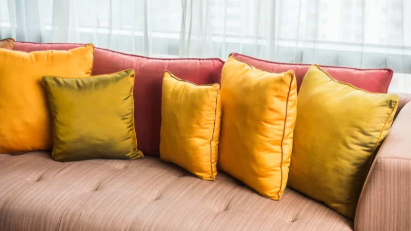 Decorative Yellow Cushions on sofa