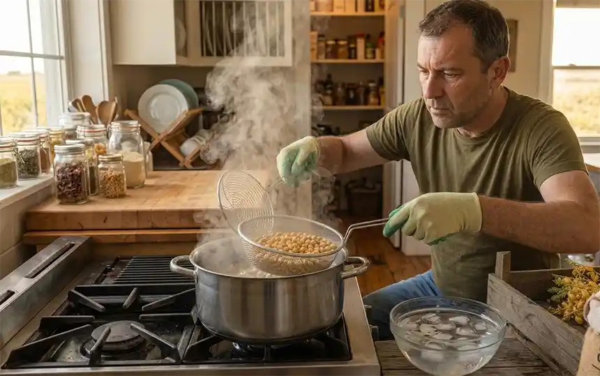 Blanching the seeds