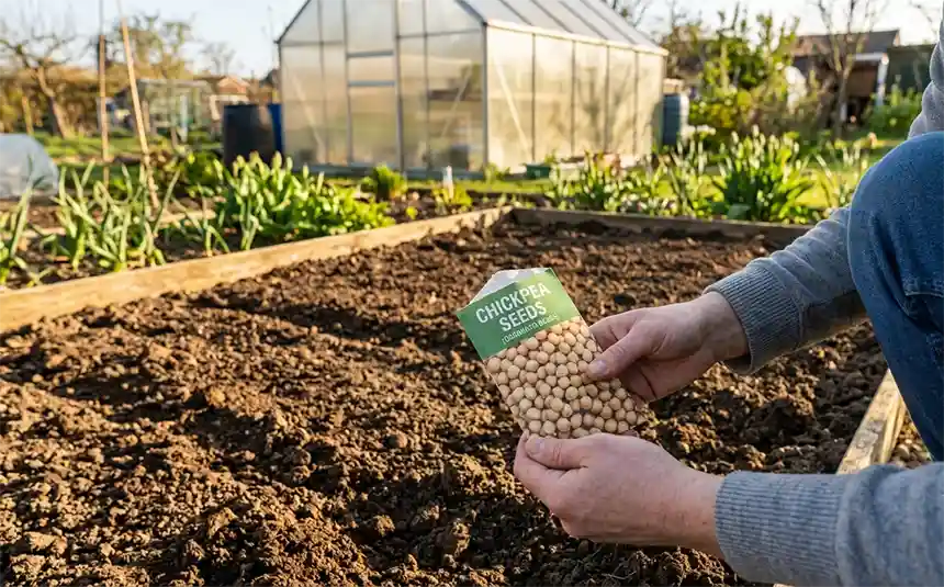 Chickpea seeds to be sown in a sunny spot