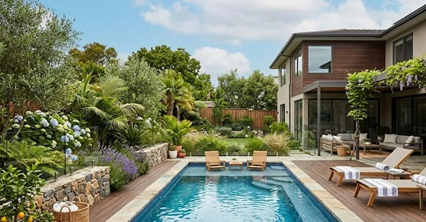 Cocktail pool with spa combination