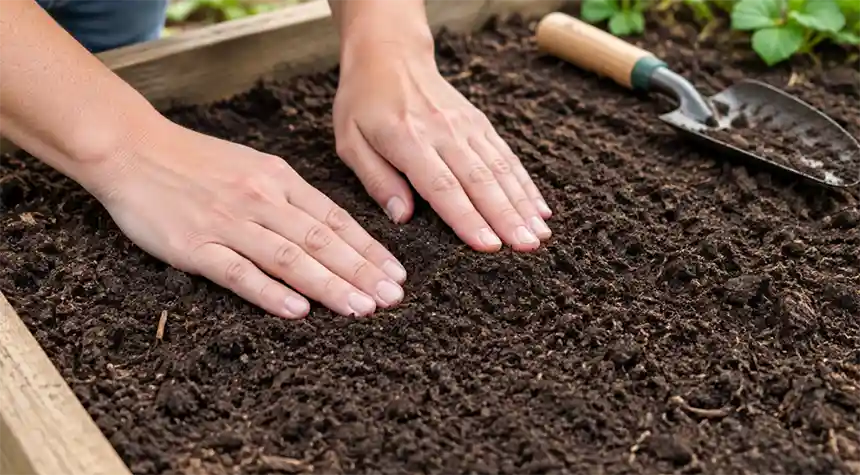 Covering the seeds and gently pressing them