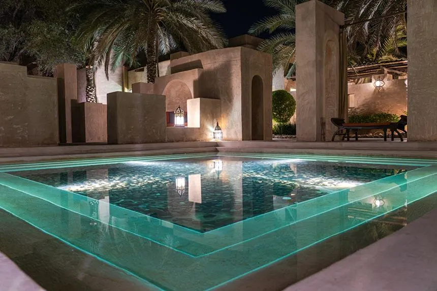 Modern minimalist pool with LED lighting
