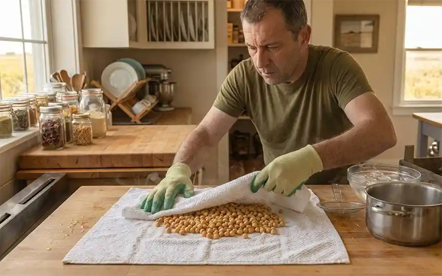 Pat dry the chickpeas for storage