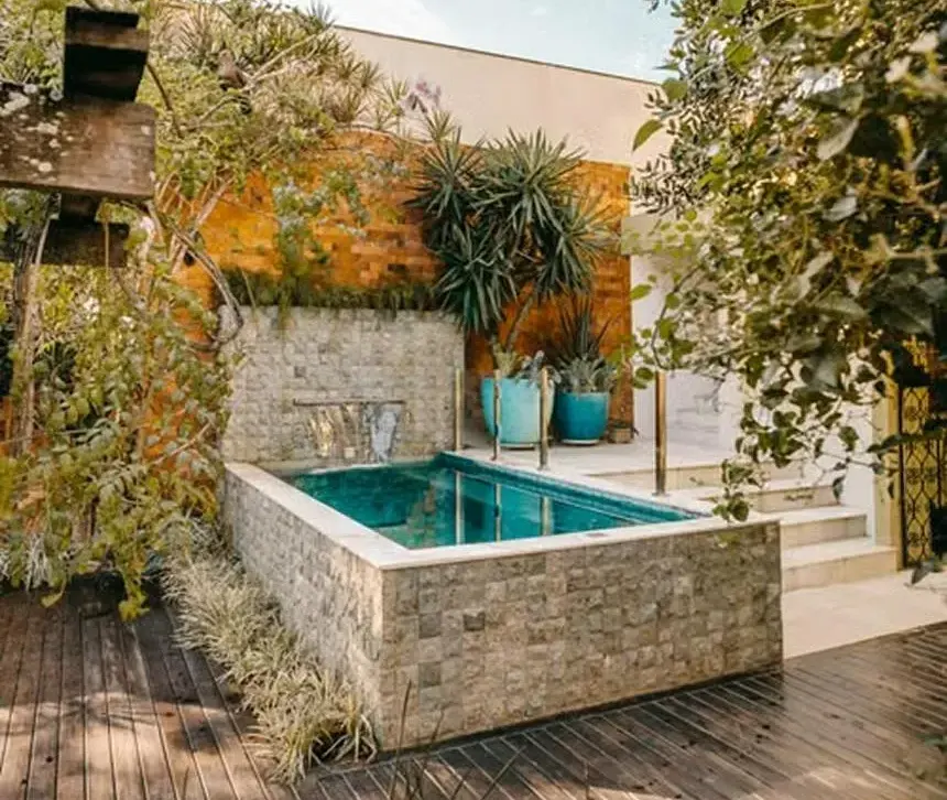 Plunge pool in a small backyard