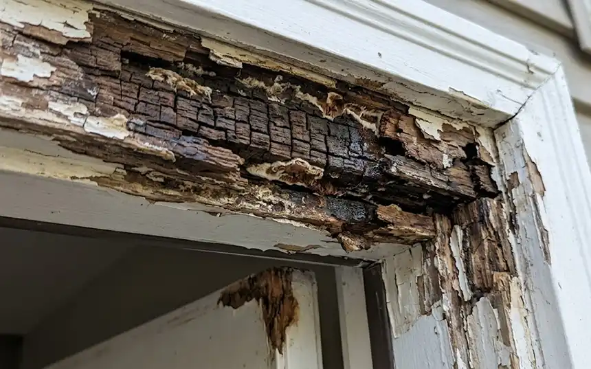 Wood rot in a door frame